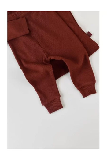 BabyCosy Set 3 pieces: Long-sleeve shirt, long pants, and hat made from cotton and modal - Brick Baby