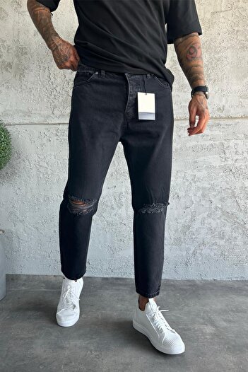 MADZEYMODA Denim Fabric Black Boyfriend Fit Ripped Detailed Men's Jean Jeans Mz478