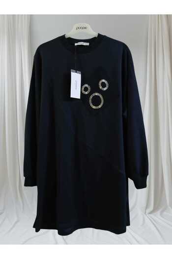 Puane Women's Two Yarn Fabric Pocket Bead Detailed Tunic 10727