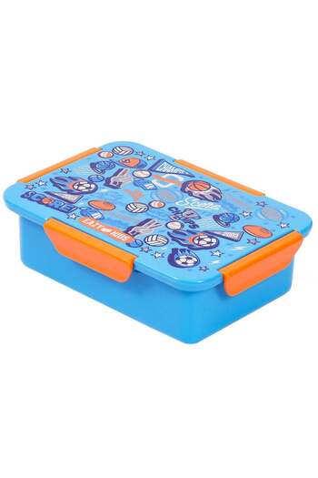 Eazy Kids 1, 2, 3, 4 Compartment Convertible Bento Lunch Box Soccer - Blue 850Ml