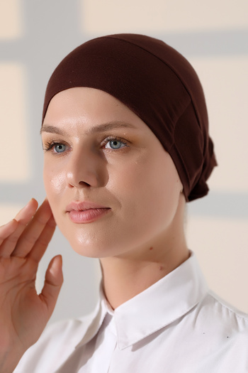 ihvanonline Elastic Seamless Non-Slip Silicone Tie Hijab Bonnet Brown