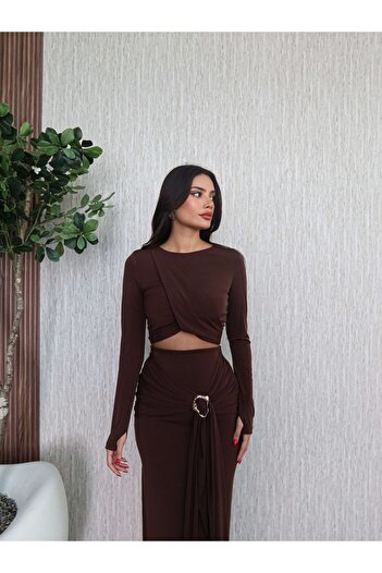ESRAHELVACI Crop Set with Accessory Tie Skirt