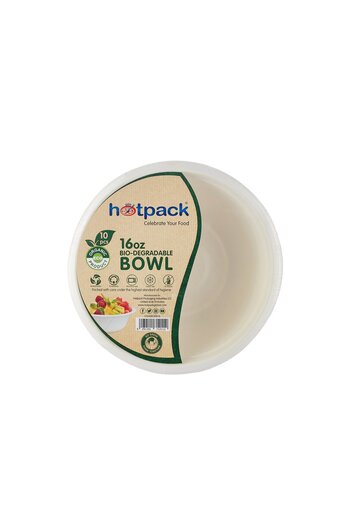 Hotpack 16oz Biodegradable Bowl – Pack of 10 Eco-Friendly Disposable Food Bowls