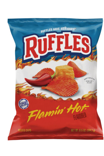 Ruffles Rufflles Flaming Hot Flavored Potato Chips 6.5 OZ (184g) - Export x 4 Pcs