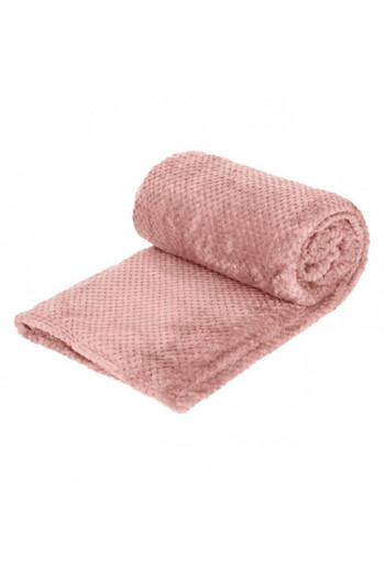 OEM Soft velvet blanket with embossed pattern, size 220 x 150 cm, Powder Pink