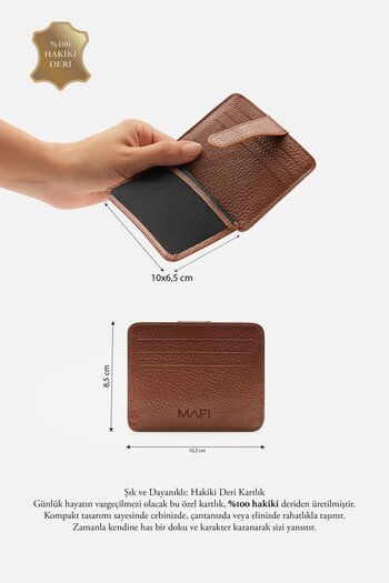 MAFİ Enduro Folding Genuine Leather Strap Card Holder – Id & Driver's License Compartment