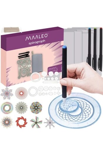 AB HOMES Set de desen Spirograf, AB HOMES, 22 sabloane, 3 pixuri, coli A4 incluse, pentru creativitate si art