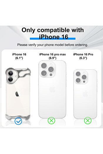 Apple Carcasă metalică compatibilă cu iPhone 16, rabatabilă, protecție pentru colțuri și cameră, aliaj, rezistentă la șocuri, zgârieturi