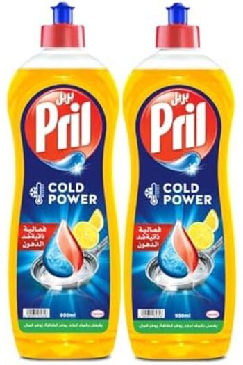 Pril Cold Power Hand Dishwashing Liquid, With 5+ Self-Degreasing Action Power, Lemon, Pack of Two, 2
