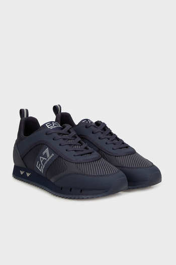EA7 Men's Comfortable Sole Breathable Mesh Detailed Navy Blue Sneaker with Eagle Motif 7X000337 Af18613-Mz187