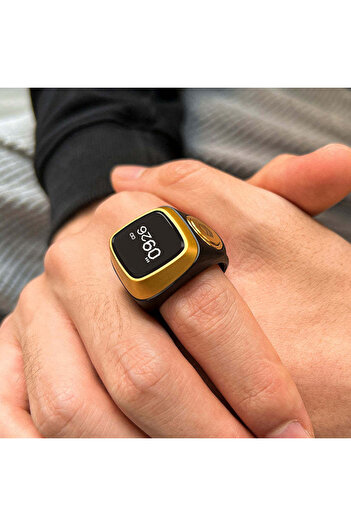 Tradeo Digital Smart Ring with LED Display, White and Gold Design, Premium Finish