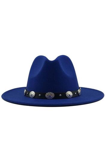 Pursehuit Blue hat, handmade, adjustable, with removable accessory, Elice