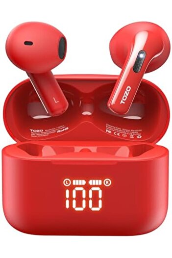 TOZO T21 Wireless Earbuds, Bluetooth 5.3 Headphone, Semi-In Ear with Dual Mic Noise Cancelling, IPX8