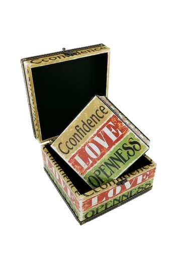Empire of design Set doua cutii din lemn, imprimeu Confidence Love