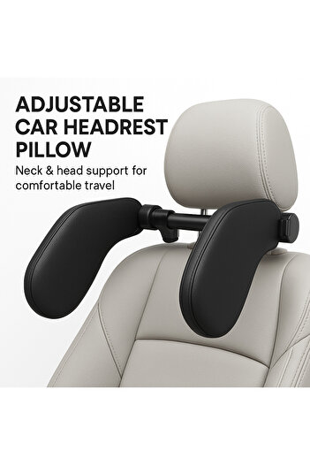 TSUMAB Adjustable Car Headrest Pillow – Neck & Head Support for Comfortable Travel