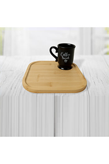 Keramika Ares Snack Tt-14 with Bamboo Square Tray and Mug