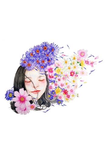 Alista Home Decorative wall painting with wooden frame, 33cm x 24cm, with flowers2275