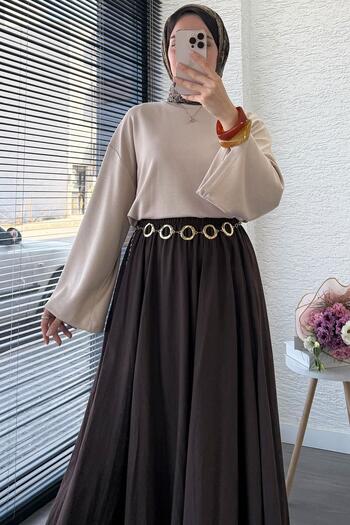 MELEK ARAZ Μπλούζα Volan Sleeve Basic - Βιζόν