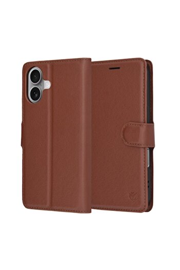 Stef's Cat Leather Folio Case for iPhone 17, -Friendly Leather, Brown