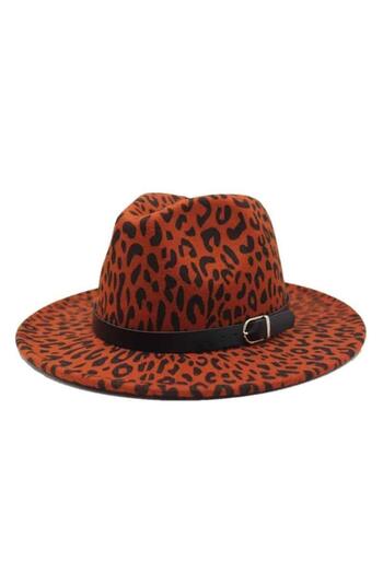 Pursehuit Women's hat, brick, animal print, Carlina