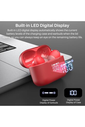 TOZO T20 Wireless Bluetooth Earbuds 48.5 Playtime/LED Digital Display/IPX8 Waterproof Design with Du