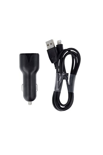 OEM Car Charger Dual Port, 2.4A, Black, with Compatible Cable for iPhone and iPad