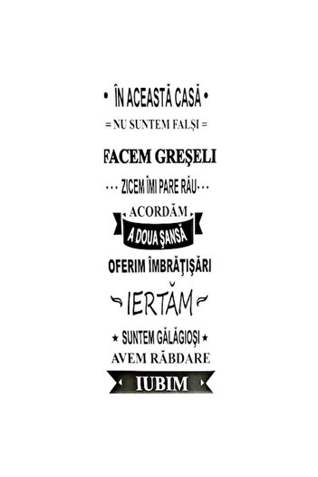 Bibilel Sticker de perete cu mesaj motivational pentru familie, 78 x 30 cm, Alb Negru