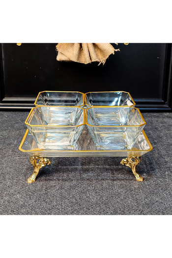 SEÇKİNEV Şölen 5 Piece Tabletop Snack Bowl & Breakfast Set (Gold & Silver)