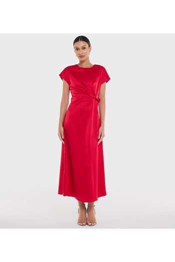 BCBG RED-WOMEN-WOVEN DRESS