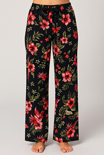 MyBen Black Floral Patterned Single Bottom Pajamas