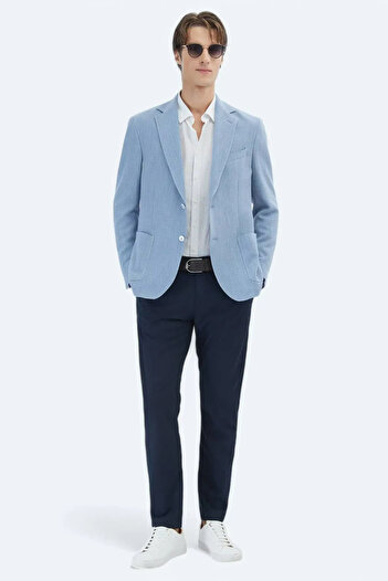 Kip Men's Patterned Modern Fit Jacket Ck-2716 Blue