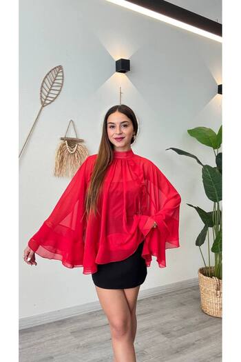 Butik Beyza Chiffon Poncho Style Blouse