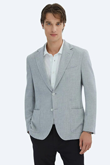 Kip Men's Patterned Modern Fit Jacket Ck-2716 Gray