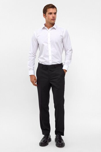 SÜVARİ Bowl Mold Wide Leg Premium Quality Black Plain Men's Fabric Trousers