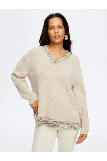 Faik Sönmez V-Neck Cotton Knitwear Blouse Faik Sönmez