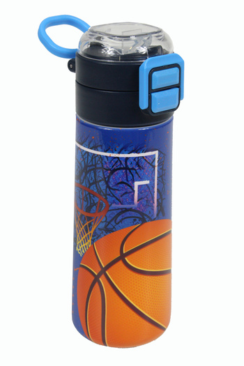 Coral High Kids Orange Navy Blue Basketball Patterned Straw and Direct Drinking Steel Thermos 500 ml 31967