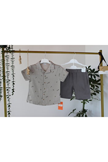 genybaby Baby Boy Short Sleeve Shirt Shorts Set Summer Cotton 2-Piece Combination