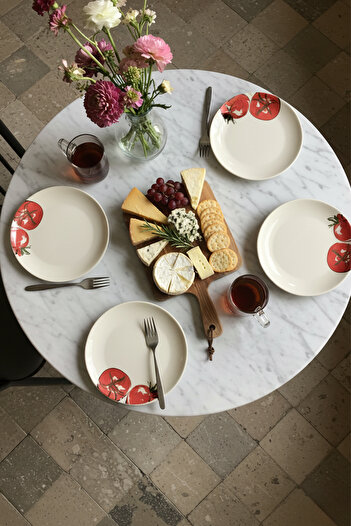 TRENDYOLMİLLA HOME White Tomato Printed Set of 4 Serving Plates 27cm Tphss25Tbk00018/White