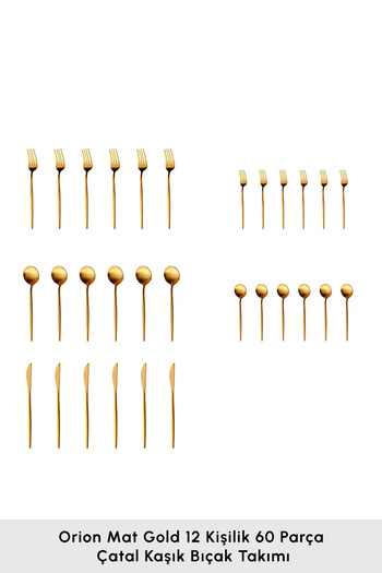 Karaca Orion Mat Gold 12 Kişilik 60 Parça Çatal Kaşık Bıçak Takımı
