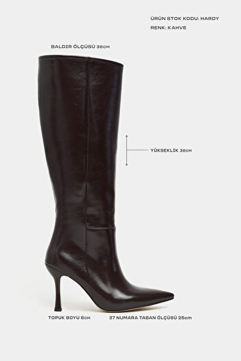 NİŞANTAŞI SHOES Γυναικείες μπότες με λεπτό τακούνι σε ματ καφέ χρώμα Hardy