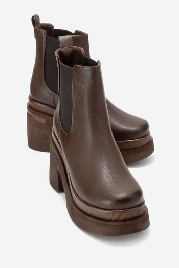 LuviShoes Γυναικείες μπότες με τακούνι EMMA Brown Skin
