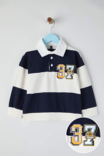 TRENDYOLKIDS Ecru Embroidered Regular Boys' Knitted Sweatshirt Tkdaw26Sw00057