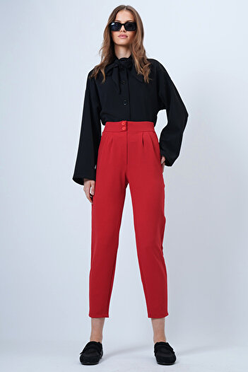 Trend Alaçatı Stili Women's Red High Waist Carrot Pants ALC-X11148