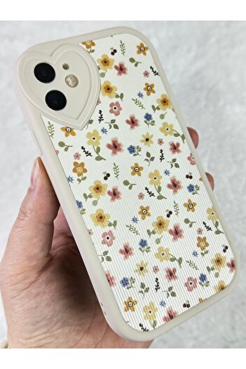 Vip Case iPhone 12 - Cute Flove Case with Camera Heart Design Tiny Sweet Flower Pattern