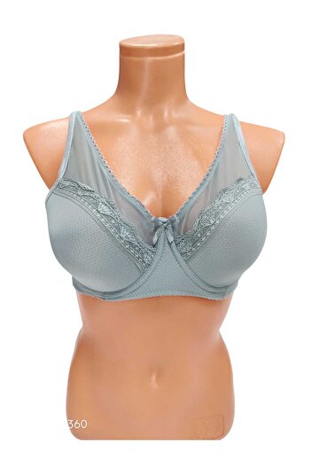 wear treasure Hollowed Out 2-Clasp Front Lace Tulle Detail Supporting Bra with Wire Sponges