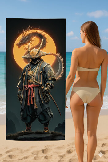 BETHA Cotton Beach Towel - Samurai Design - 75X150 cm