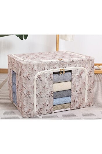 Flippy Storage Box, Flippy, 66L, Textile, 50 x 40 x 33 cm, for Clothes and Underwear, Spring Flowers, Pink