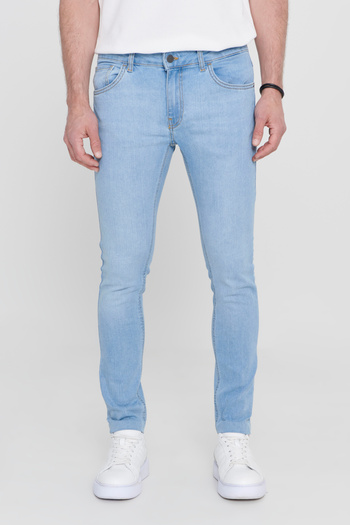AC&Co / Altınyıldız Classics Men's Ice Blue - Extra Slim Fit Rıss Cotton Stretch Denim Jeans