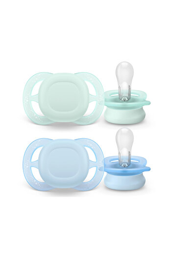 Philips Avent Σουζέτα ultra start PHILIPS AVENT SCF075/02, 0-2 μηνών, ορθοδοντική, 2 τεμ., απλό πράσινο-μπλε
