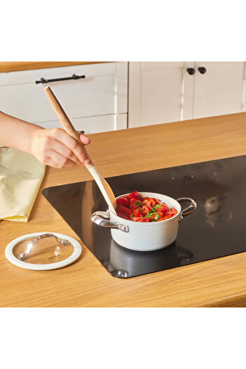 Karaca Swiss Crystal Almond Cream Non-Stick Induction Stainless Steel Handle Casserole & Lid, 14cm, Cream